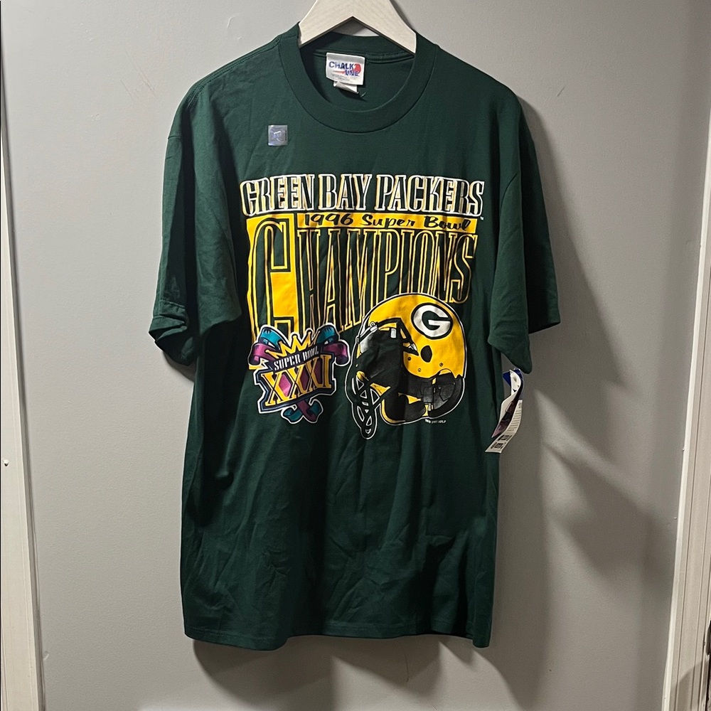 Vintage 90s Green Bay Packers Super Bowl XXXI Champions T-Shirt Chalk Line XL